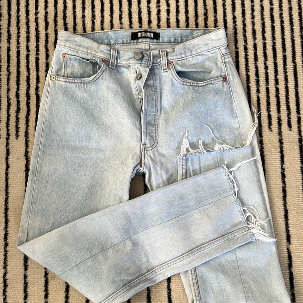 Reformation Light Wash High Rise Jeans - Light Blue